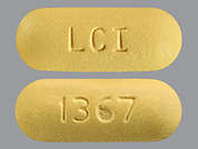Probenecid: This is a yellow oblong Tablet imprinted with LCI on the front, 1367 on the back, and is manufactured by LANNETT CO. INC.
