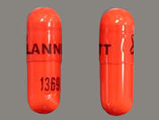 Danazol: This is a Capsule imprinted with logo and LANNETT on the front, 1369 on the back.