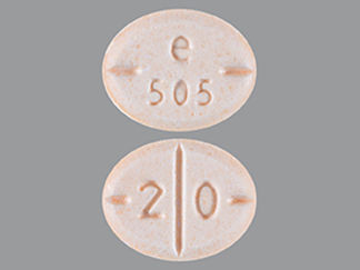 This is a Tablet imprinted with e  505 on the front, 2 0 on the back.