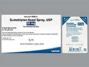Sumatriptan: This is a white Spray Non-aerosol imprinted with nothing on the front, nothing on the back, and is manufactured by LANNETT CO. INC.