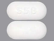 Clarithromycin Er: This is a white oblong Tablet Er 24 Hr imprinted with S58 on the front, nothing on the back, and is manufactured by SOLARIS PHARMA.
