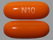 Nifedipine: This is a Capsule imprinted with N10 on the front, nothing on the back.