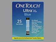 One Touch Ultra Test Strips: Esto es un Tira imprimido con nada en la parte delantera, nada en la parte posterior, y es fabricado por None.