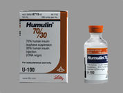 Humulin 70-30: This is a Vial imprinted with nothing on the front, nothing on the back.