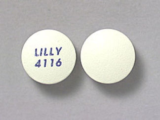 This is a Tablet imprinted with LILLY  4116 on the front, nothing on the back.