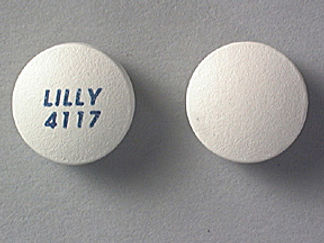 This is a Tablet imprinted with LILLY  4117 on the front, nothing on the back.