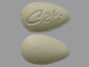 Cialis: This is a Tablet imprinted with C 2 1/2 on the front, nothing on the back.