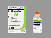 Humulin N: This is a Vial imprinted with nothing on the front, nothing on the back.