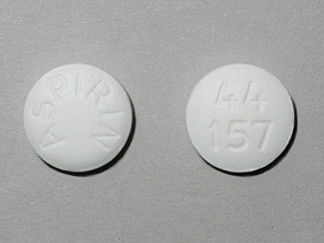 This is a Tablet imprinted with 44  157 on the front, ASPIRIN on the back.