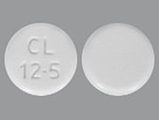 Xenazine: This is a Tablet imprinted with CL  12.5 on the front, nothing on the back.