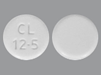 Esto es un Tableta imprimido con CL  12.5 en la parte delantera, nada en la parte posterior, y es fabricado por None.