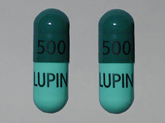 This is a Capsule imprinted with 500 500 on the front, LUPIN LUPIN on the back.