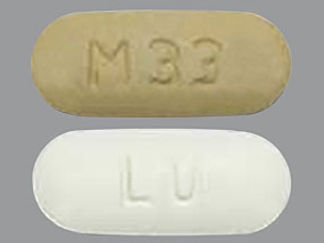 This is a Tablet imprinted with M33 on the front, LU on the back.