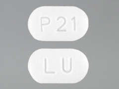 This is a white oblong Tablet imprinted with LU on the front, P21 on the back, and is manufactured by LUPIN PHARMACEU.