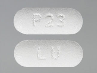 This is a Tablet imprinted with LU on the front, P23 on the back.