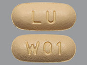 Memantine Hcl: This is a Tablet imprinted with LU on the front, W01 on the back.