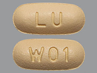 This is a Tablet imprinted with LU on the front, W01 on the back.