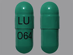 This is a Capsule Sprinkle Er 24 Hr imprinted with LU on the front, O64 on the back.