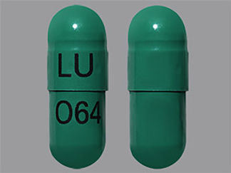 This is a Capsule Sprinkle Er 24 Hr imprinted with LU on the front, O64 on the back.