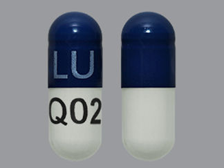 This is a Capsule Dr imprinted with LU on the front, Q02 on the back.