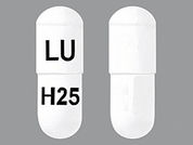 Duloxetine Hcl: Esto es un Cápsula Dr imprimido con LU en la parte delantera, H25 en la parte posterior, y es fabricado por None.
