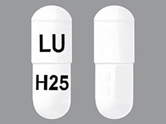 This is a Capsule Dr imprinted with LU on the front, H25 on the back.