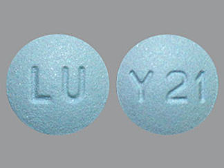 This is a Tablet imprinted with LU on the front, Y21 on the back.
