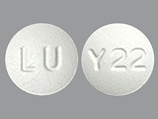 This is a Tablet imprinted with LU on the front, Y22 on the back.