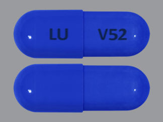 This is a Capsule imprinted with LU on the front, V52 on the back.