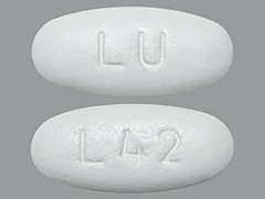 This is a white oval Tablet Er Gastric Retention 24 Hr imprinted with L42 on the front, LU on the back, and is manufactured by LUPIN PHARMACEU.