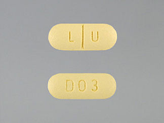 This is a Tablet imprinted with L U on the front, D03 on the back.