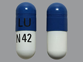 This is a Capsule imprinted with LU on the front, N42 on the back.