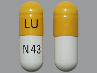 This is a Capsule imprinted with LU on the front, N43 on the back.