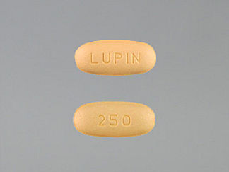 Esto es un Tableta imprimido con LUPIN en la parte delantera, 250 en la parte posterior, y es fabricado por None.