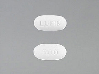 This is a Tablet imprinted with LUPIN on the front, 500 on the back.