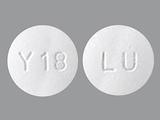 This is a Tablet imprinted with LU on the front, Y18 on the back.