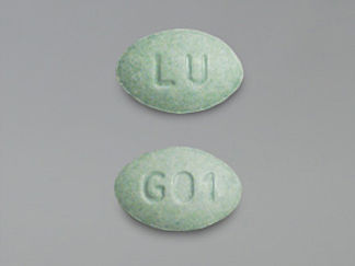 This is a Tablet imprinted with LU on the front, G01 on the back.