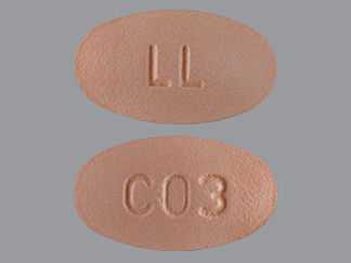 This is a Tablet imprinted with LL on the front, C03 on the back.