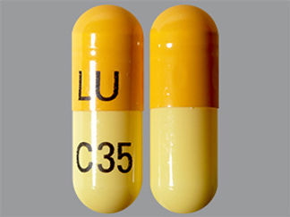 This is a Capsule imprinted with LU on the front, C35 on the back.