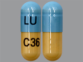 This is a Capsule imprinted with LU on the front, C36 on the back.