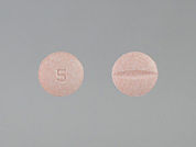 Lisinopril: Esto es un Tableta imprimido con 5 en la parte delantera, nada en la parte posterior, y es fabricado por None.