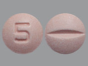 Lisinopril: This is a Tablet imprinted with 5 on the front, nothing on the back.