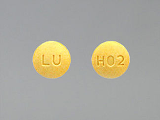 This is a Tablet imprinted with LU on the front, H02 on the back.