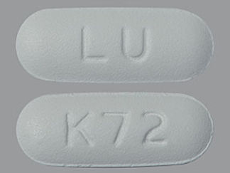 This is a Tablet Er 24 Hr imprinted with LU on the front, K72 on the back.