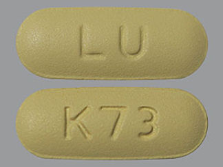 This is a Tablet Er 24 Hr imprinted with LU on the front, K73 on the back.