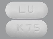 Quetiapine Fumarate Er: This is a Tablet Er 24 Hr imprinted with LU on the front, K75 on the back.