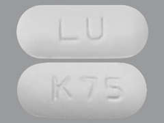This is a white oblong Tablet Er 24 Hr imprinted with LU on the front, K75 on the back, and is manufactured by MAJOR PHARMACEU.
