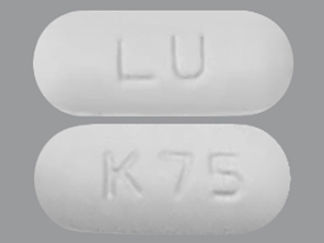 Esto es un Tableta Er 24 Hr imprimido con LU en la parte delantera, K75 en la parte posterior, y es fabricado por None.