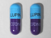 Cefdinir: This is a Capsule imprinted with LUPIN LUPIN on the front, CEFDINIR CEFDINIR on the back.