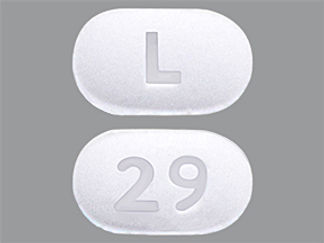 This is a Tablet imprinted with L on the front, 29 on the back.